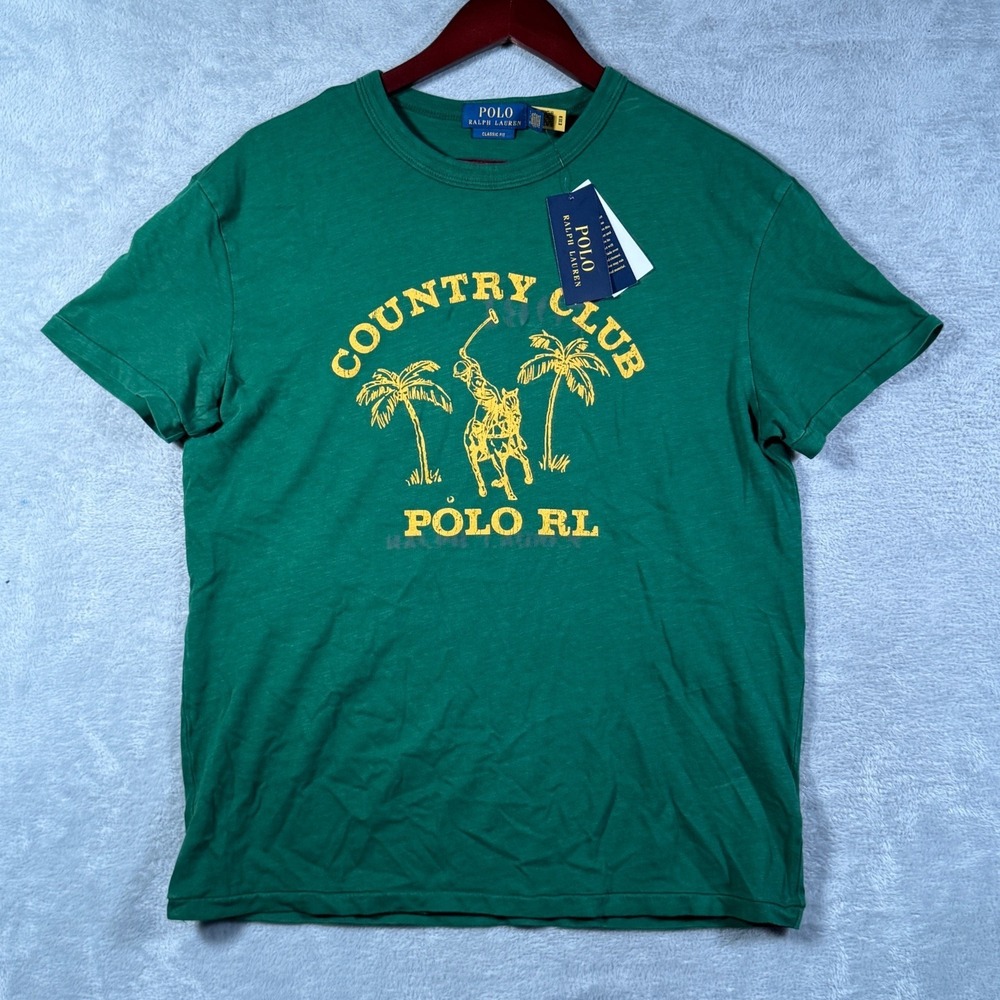 Polo Ralph Lauren T-Shirt Mens Small Green Country Club Big Pony Classic Fit $75